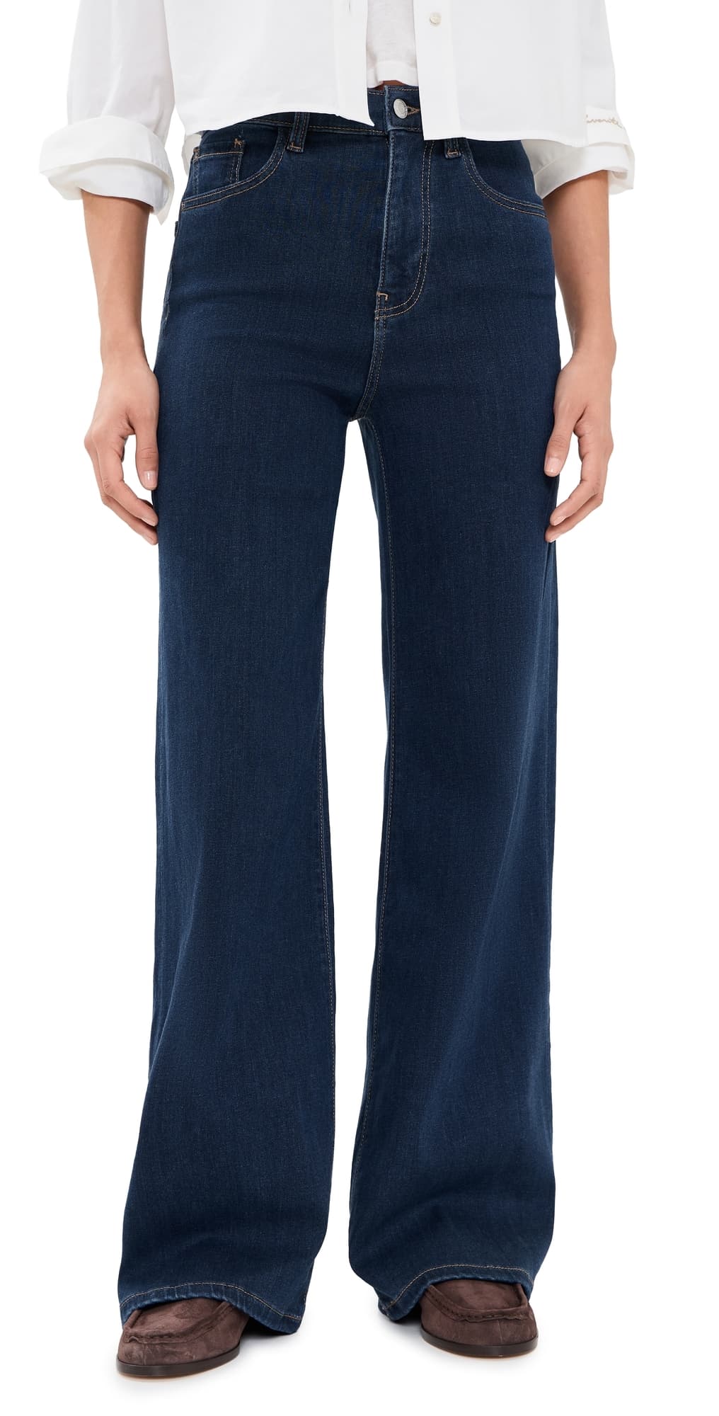 WARP + WEFT The Californian Slim Wide Leg Jeans River Rinse