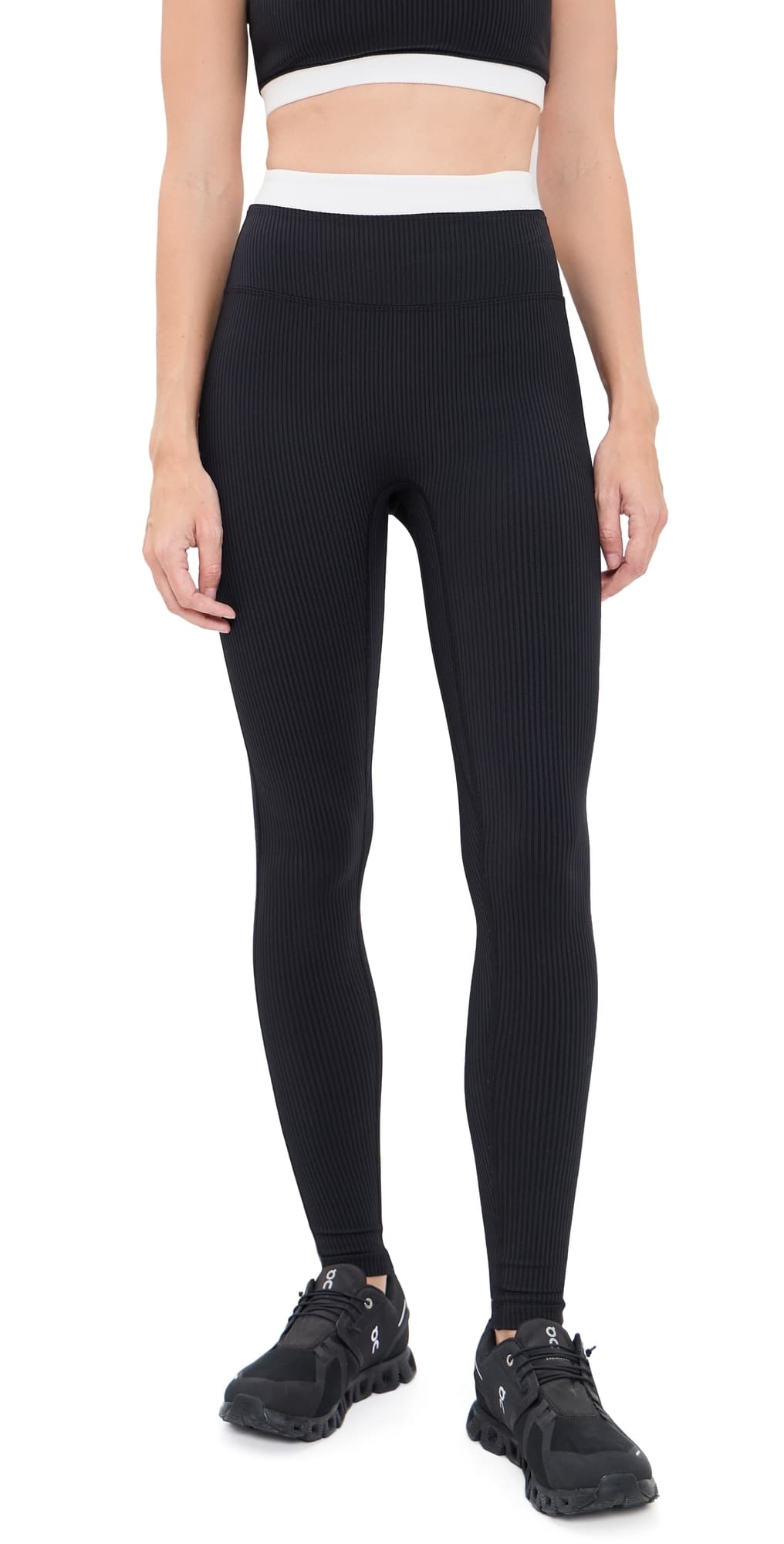 Year of Ours Ribbed Layered Full Leggings Black/White