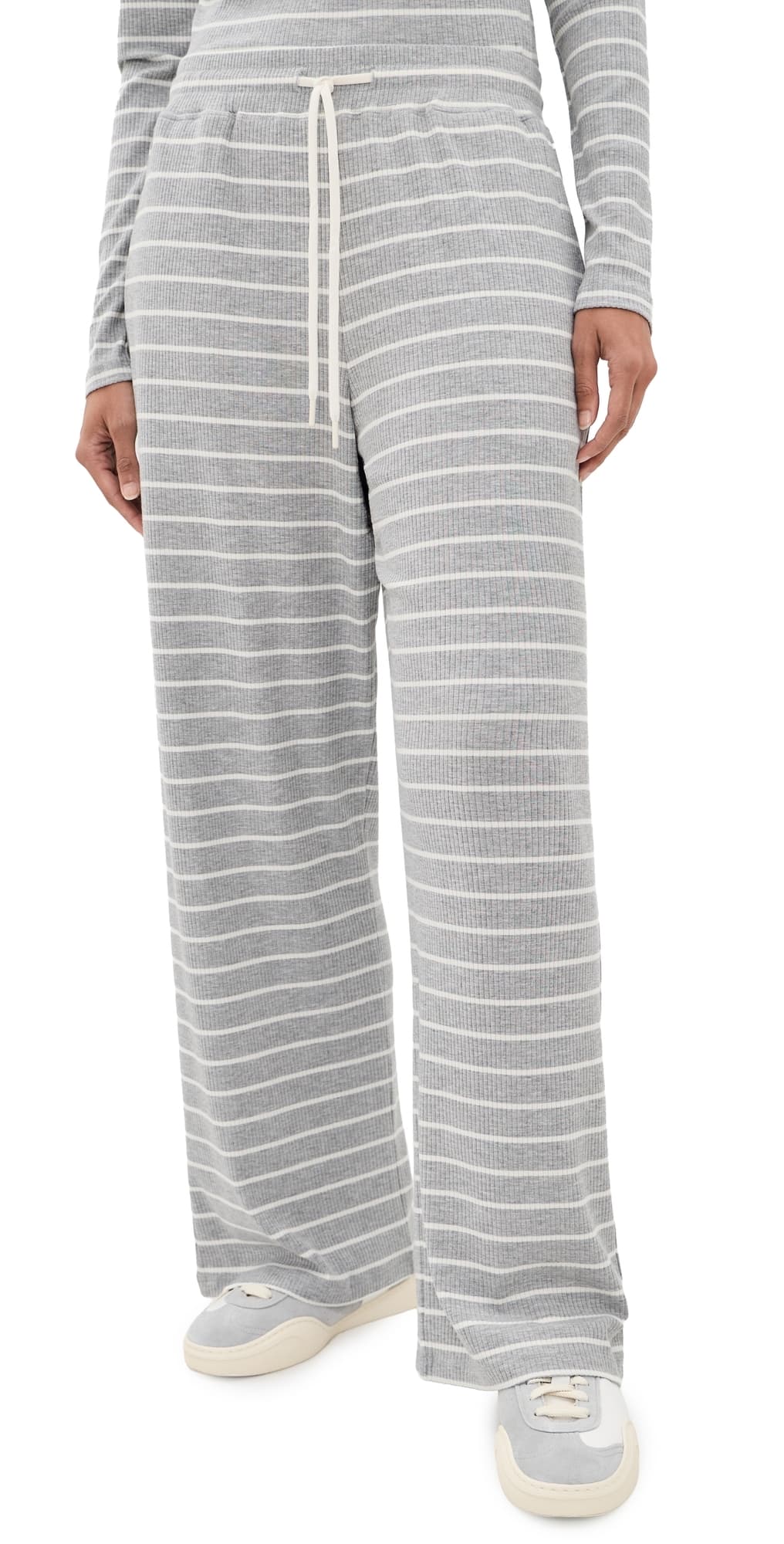 Year of Ours Easy Wide Leg Pants Hgrey/White