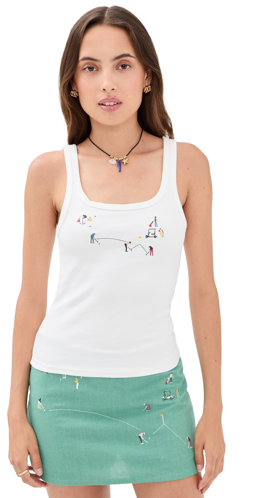 Yellow the Label Golf Scene Tank Top White
