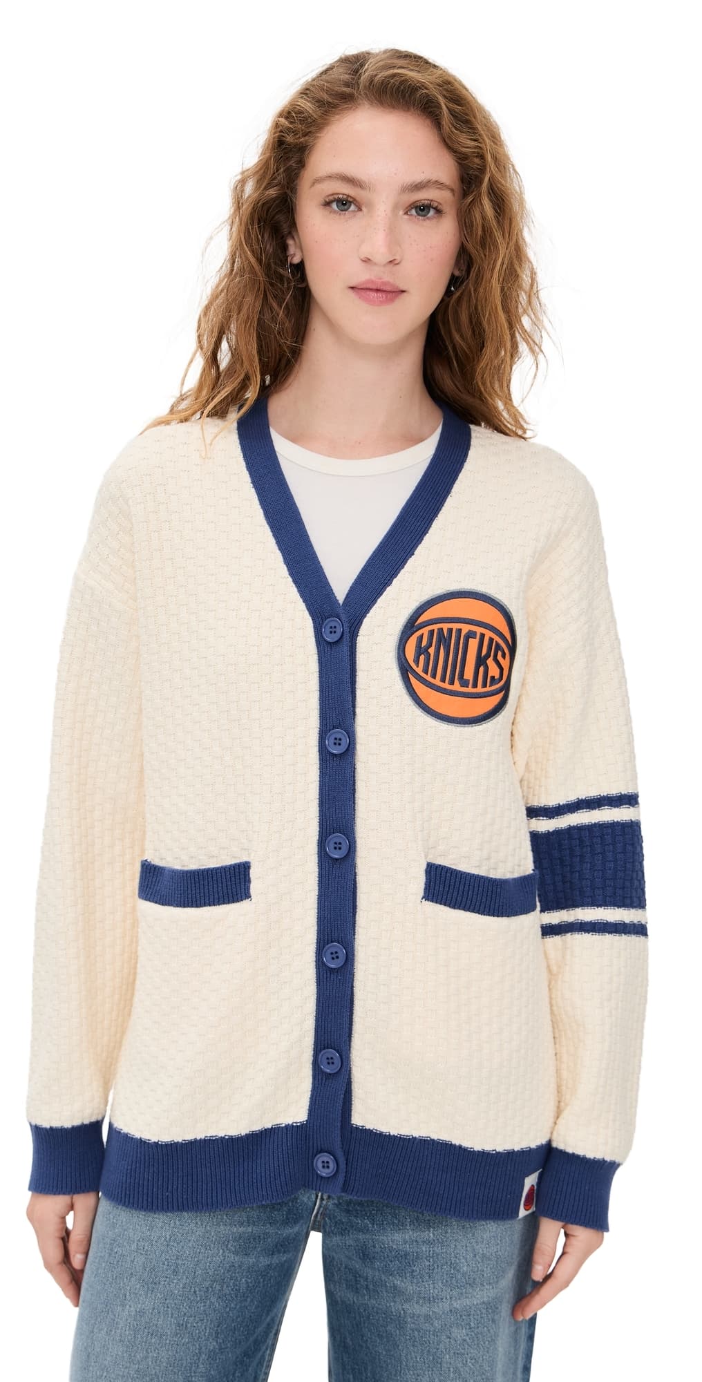 Terez Knit Cotton Varsity Sweater Knicks Sugar
