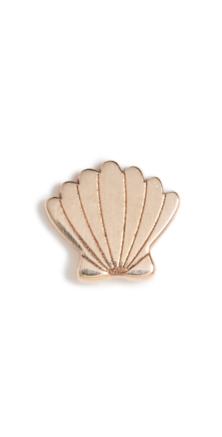 Zoe Chicco 14k Gold Single Itty Bitty Shell Stud Earring Yellow Gold