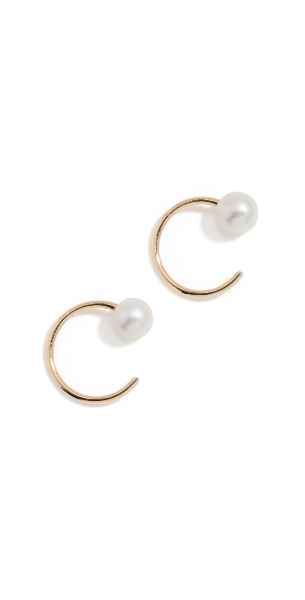 Zoe Chicco 14k Gold Reversible Pearl Huggie Hoop Earrings 14k Yellow Gold
