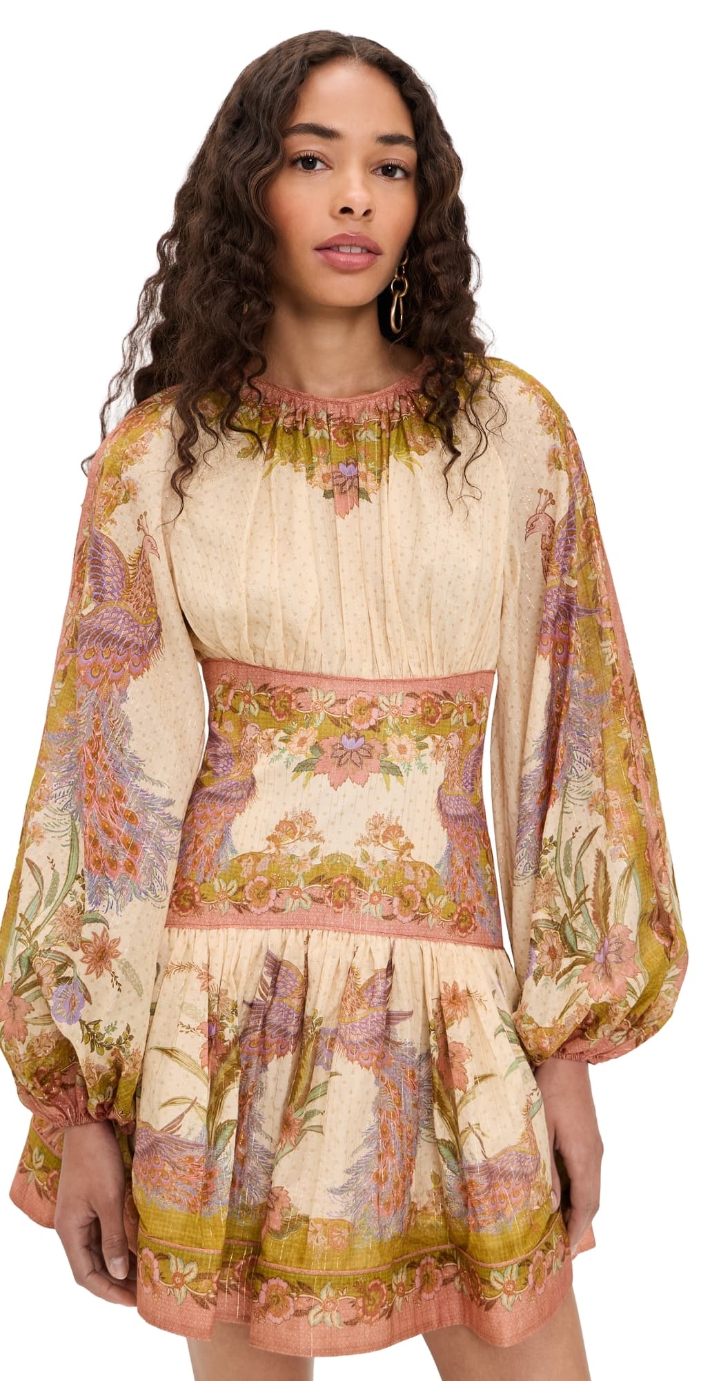 Zimmermann Indra Mini Dress Chartreuse Scarf Floral