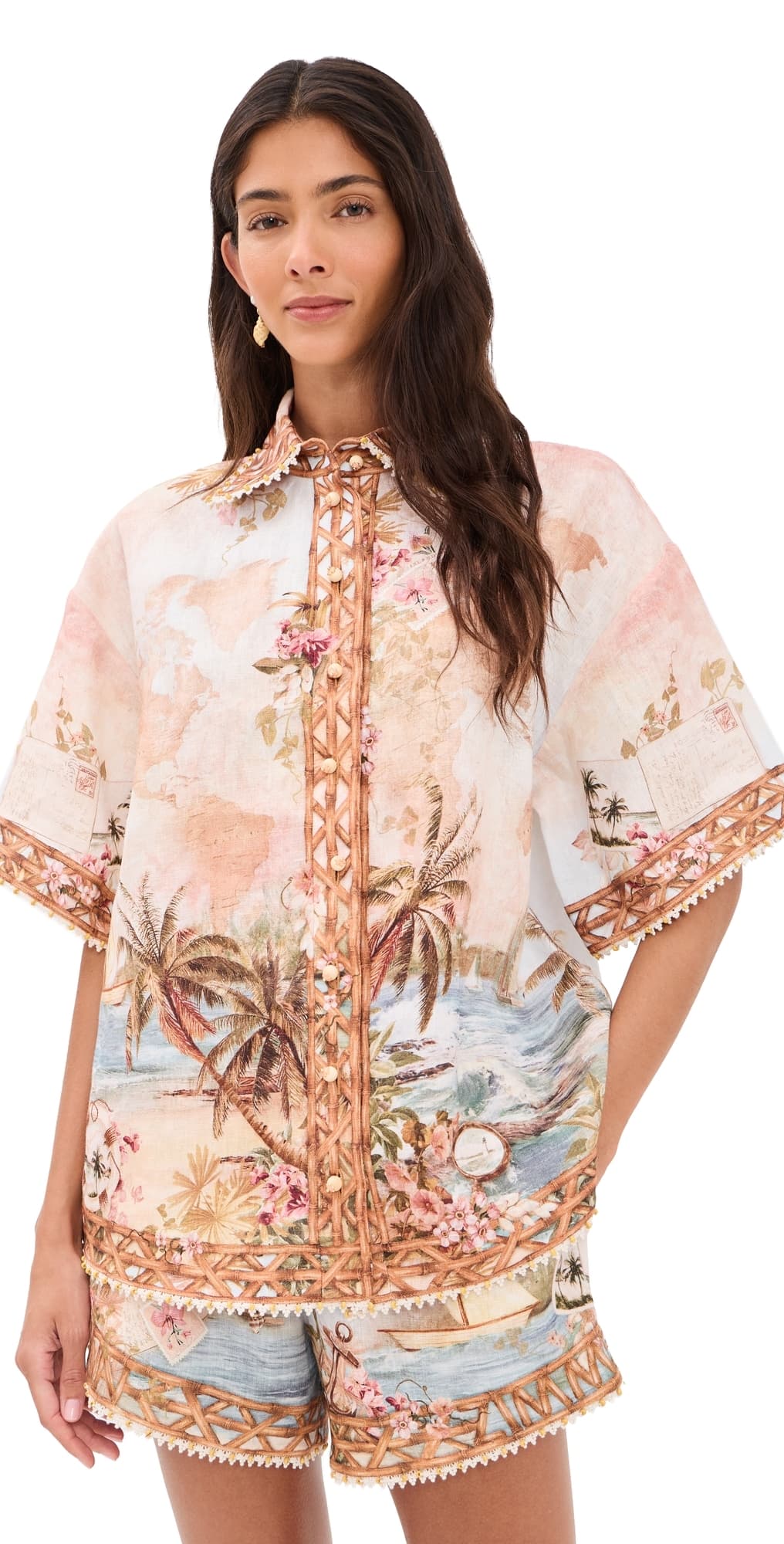 Zimmermann Mahon Shirt Island Map Blue