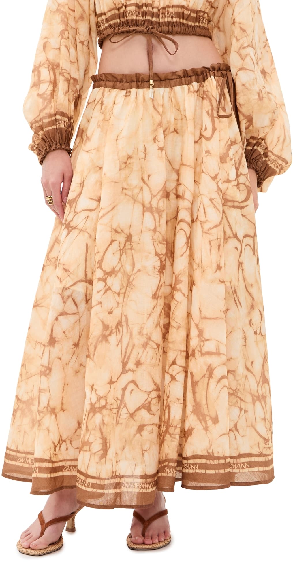 Zimmermann Indra Midi Skirt Chocolate Tie Dye