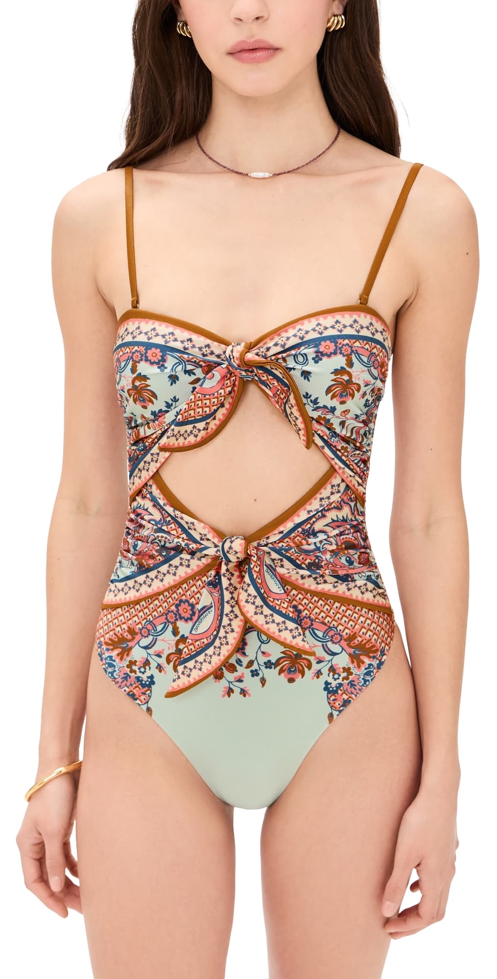 Zimmermann Aster Scarf Tie One Piece Blue Paisley Floral