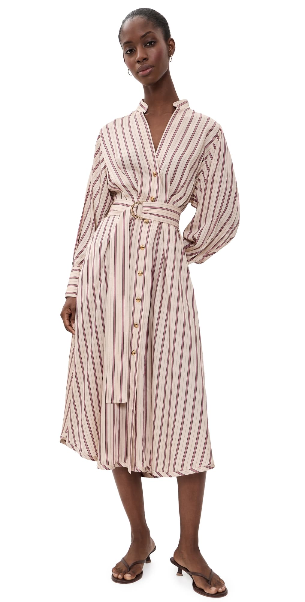 Zimmermann Valiant Tuck Shirt Dress Cream Rose Stripe