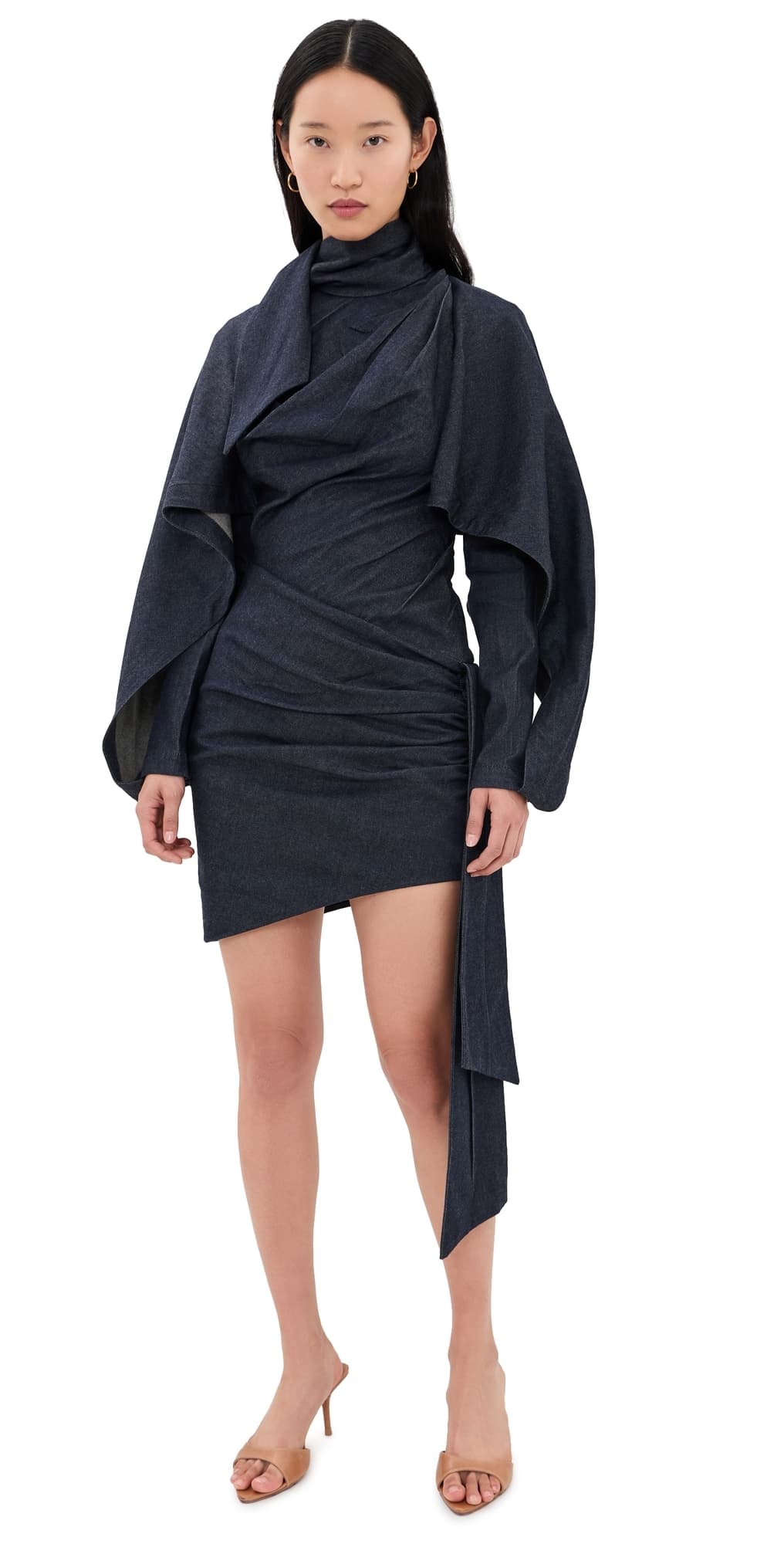 Zimmermann Valiant Draped Denim Mini Dress Night Sky
