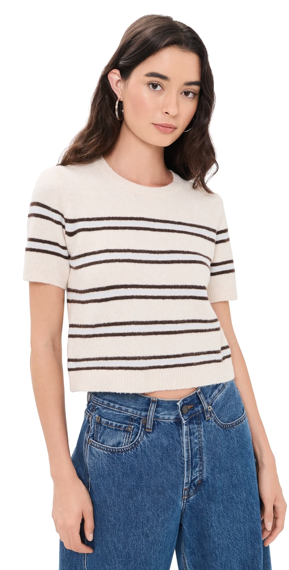 Z Supply Gatewood Stripe Sweater Light Oatmeal Heather