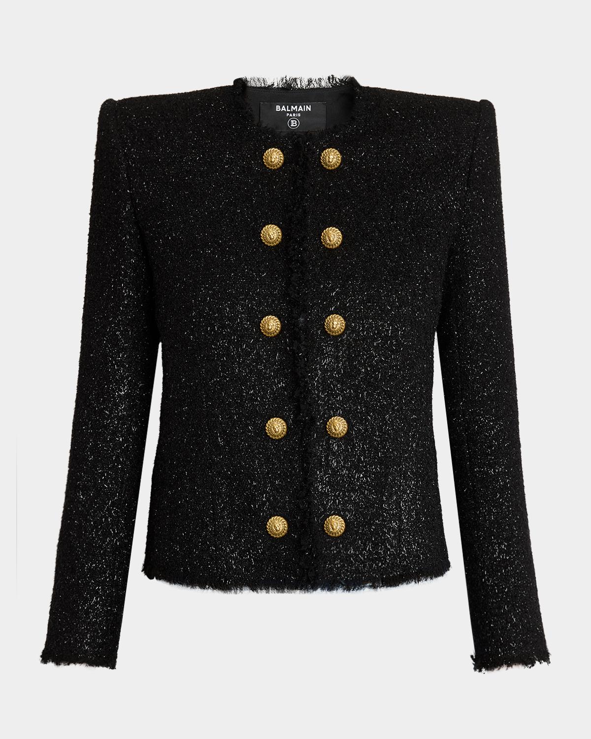 Balmain Buttoned Glitter Tweed Cardigan