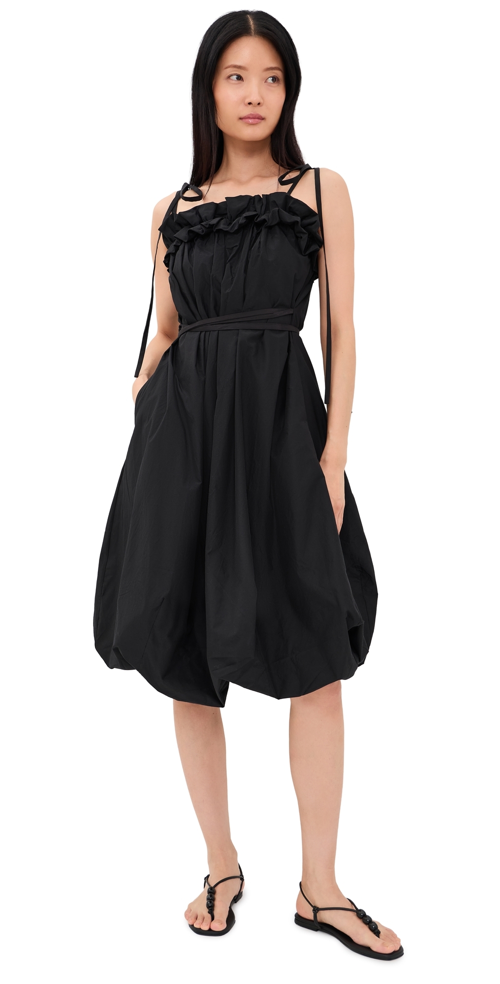 Retailer photograph of Lee Mathews Lee Mathews Rosie Cami Midi Dress Black.