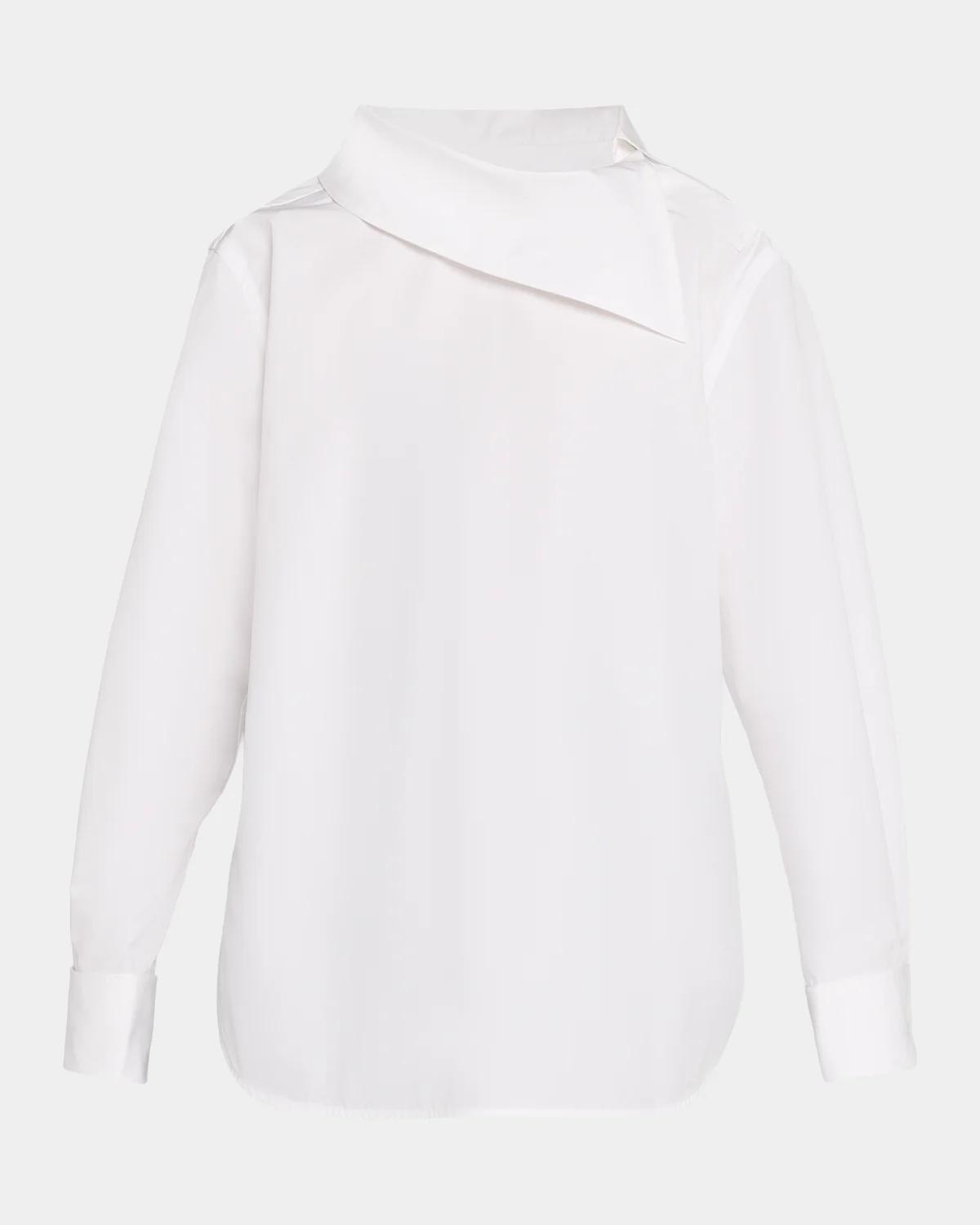 Bottega Veneta Asymmetric-Collar Compact Cotton Shirt