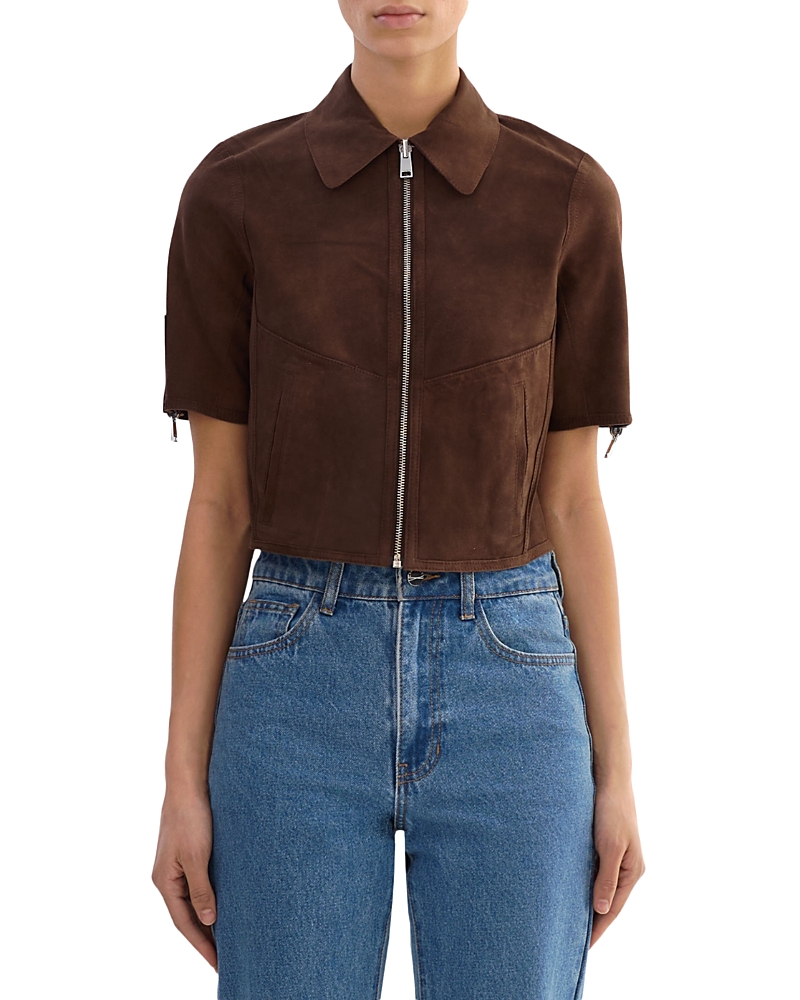 Retailer photograph of Lamarque Lamarque Sevana Reversible Suede Leather Jacket.