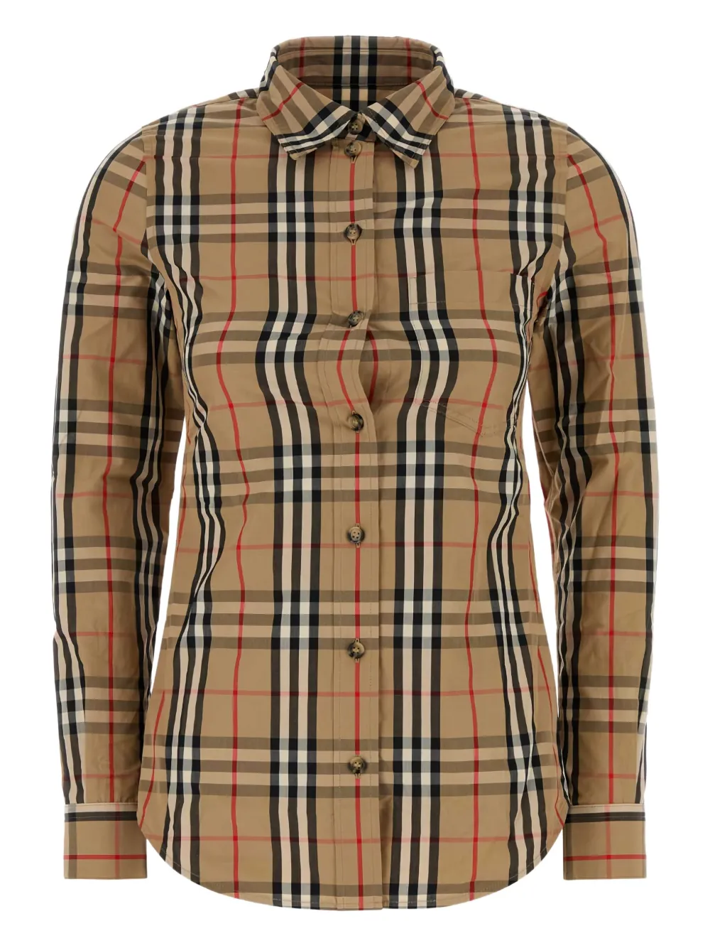 Retailer photograph of Burberry check stretch cotton shirt.