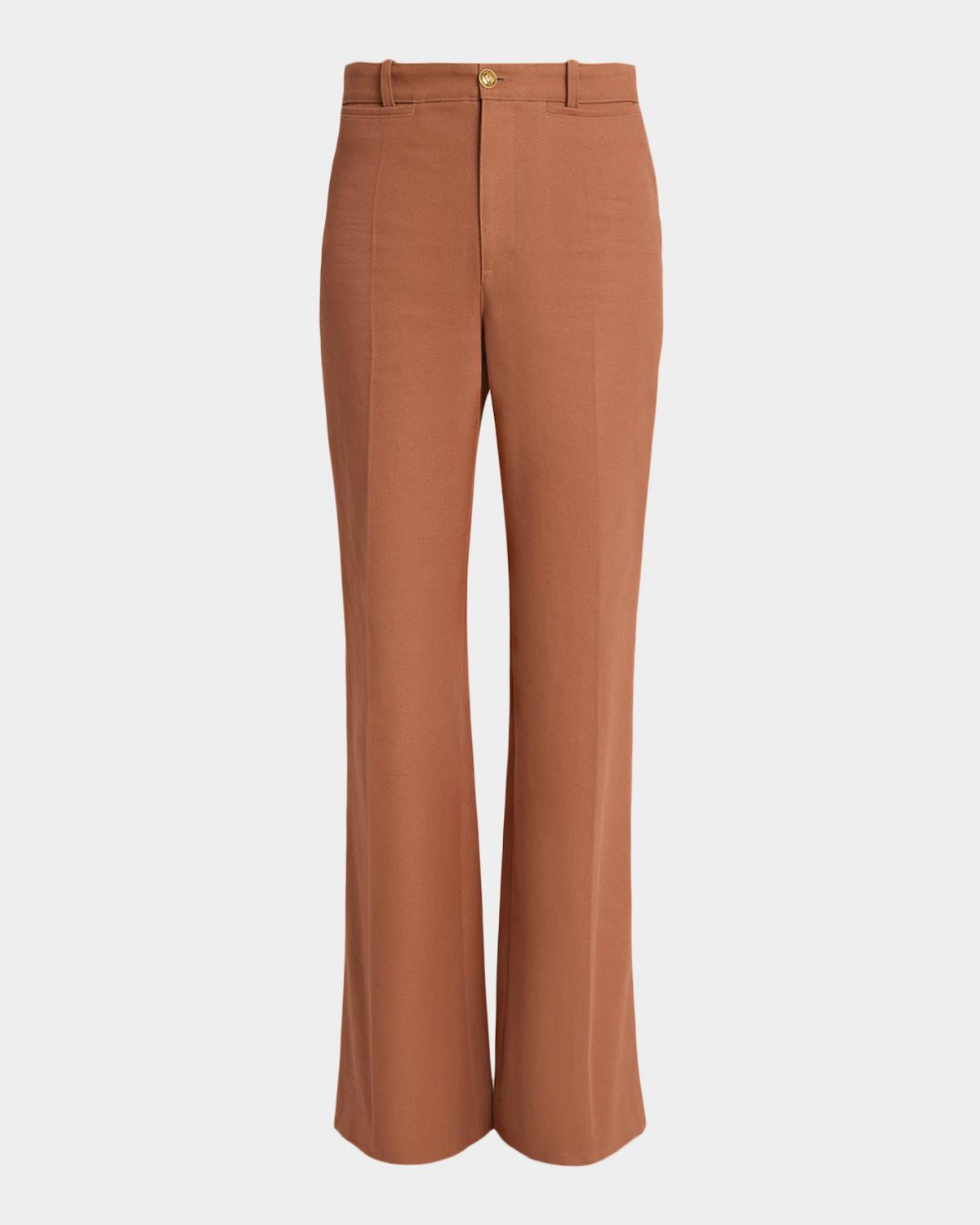 Retailer photograph of Chloe Mid-Rise Organic Cotton Canvas Flare Pants.