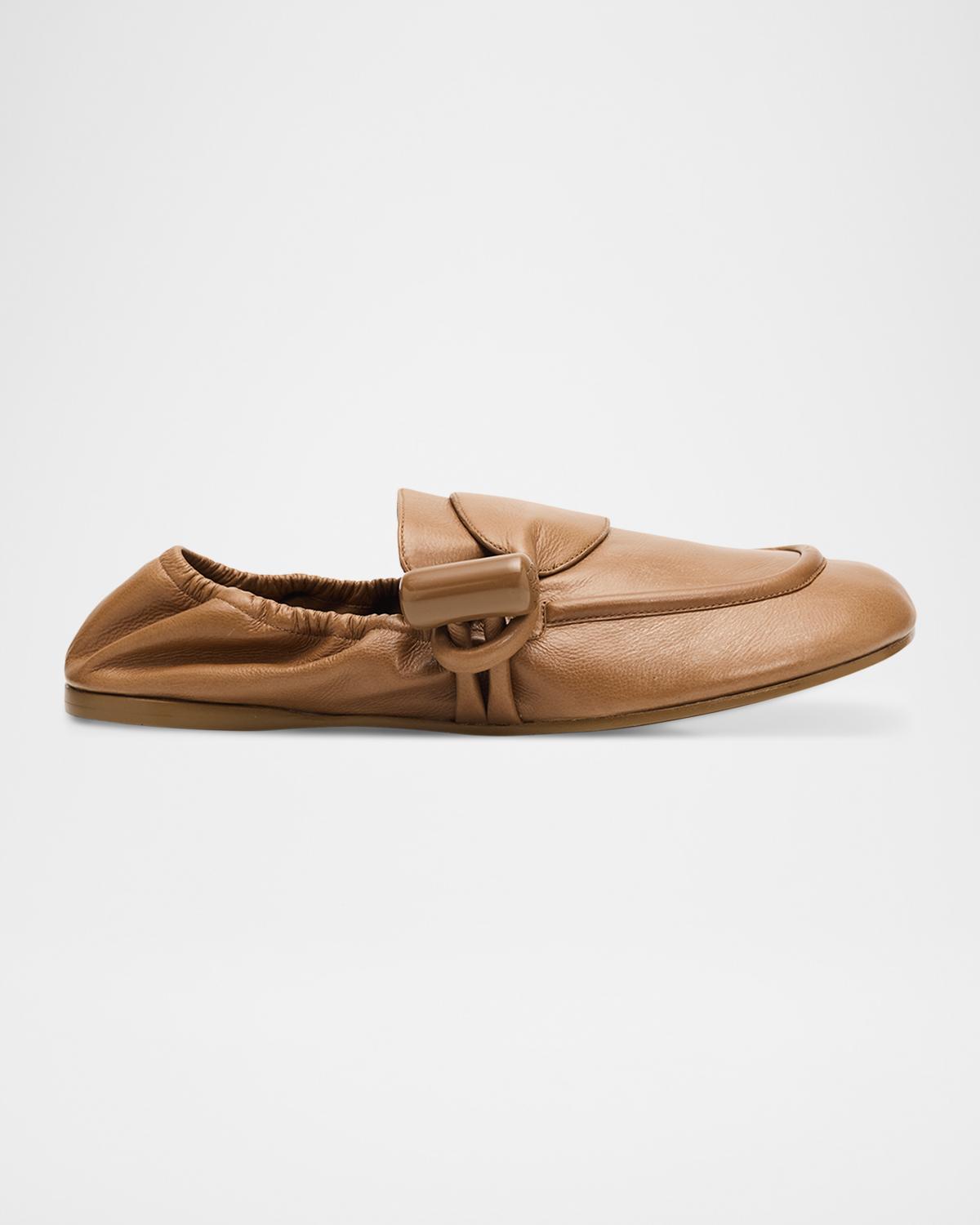Retailer photograph of LOEWE Toggle Leather Loafers.