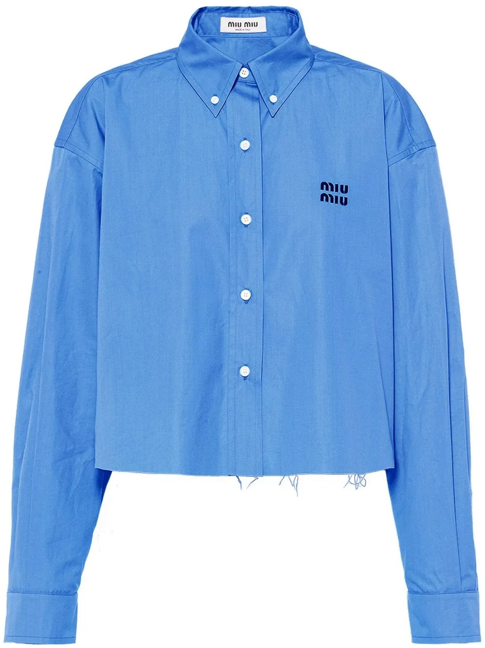Miu Miu logo-embroidered raw-cut shirt