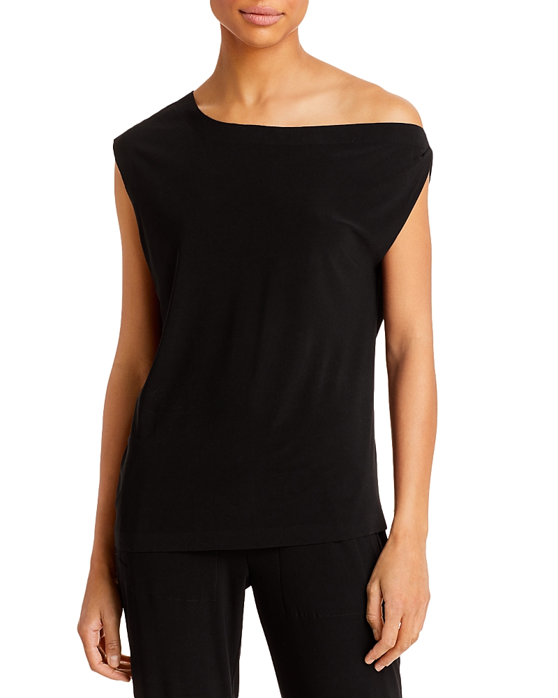 Retailer photograph of Norma Kamali Norma Kamali Drop Shoulder Asymmetric Top.