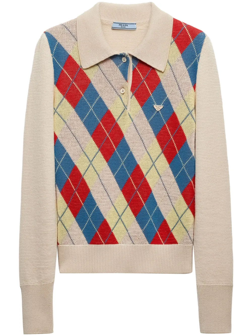 Prada argyle-knit wool polo shirt