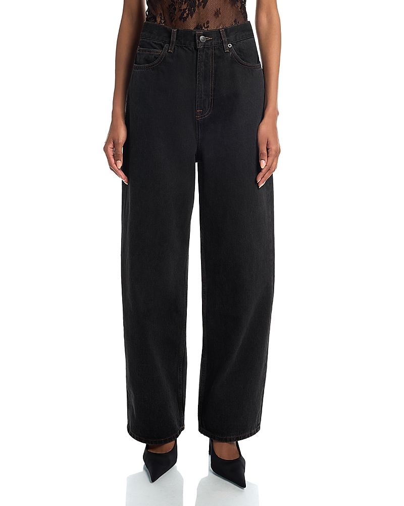Retailer photograph of Wardrobe.nyc Wardrobe. nyc Low Rise Jeans in Black.