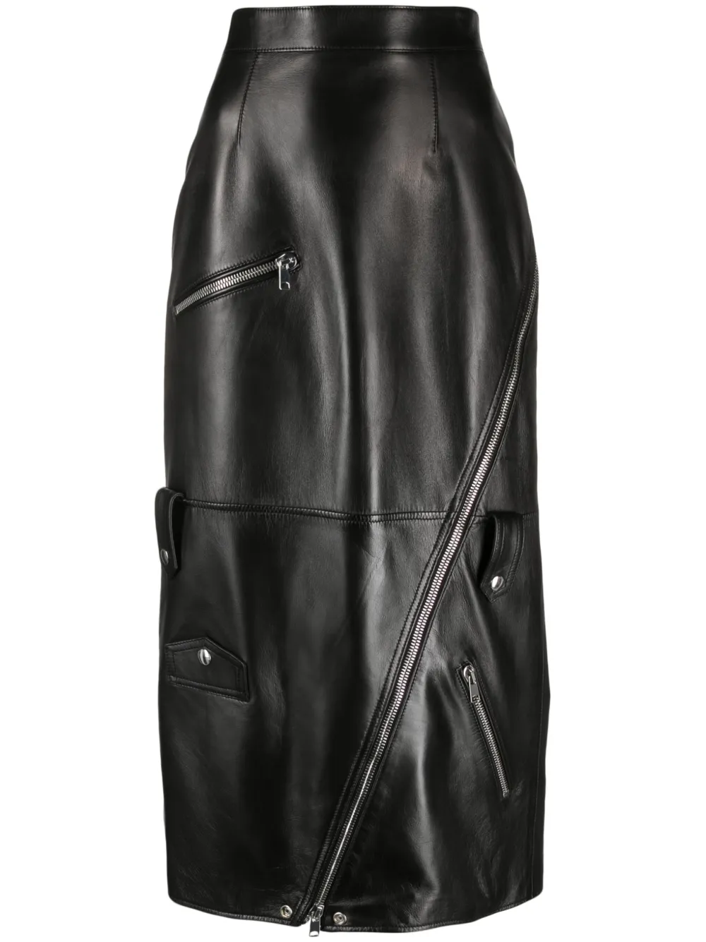 Alexander McQueen high-waisted polished-finish skirt