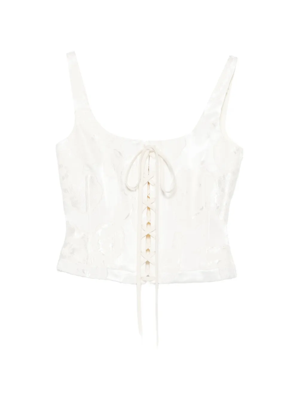 Alexander McQueen Fil Coupé floral corset top in ivory