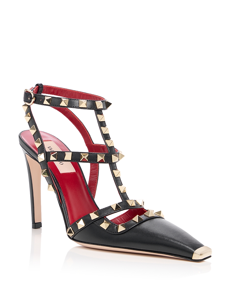 Retailer photograph of Valentino Garavani Valentino Garavani Women's Rockstud Embellished Ankle Strap Pumps.