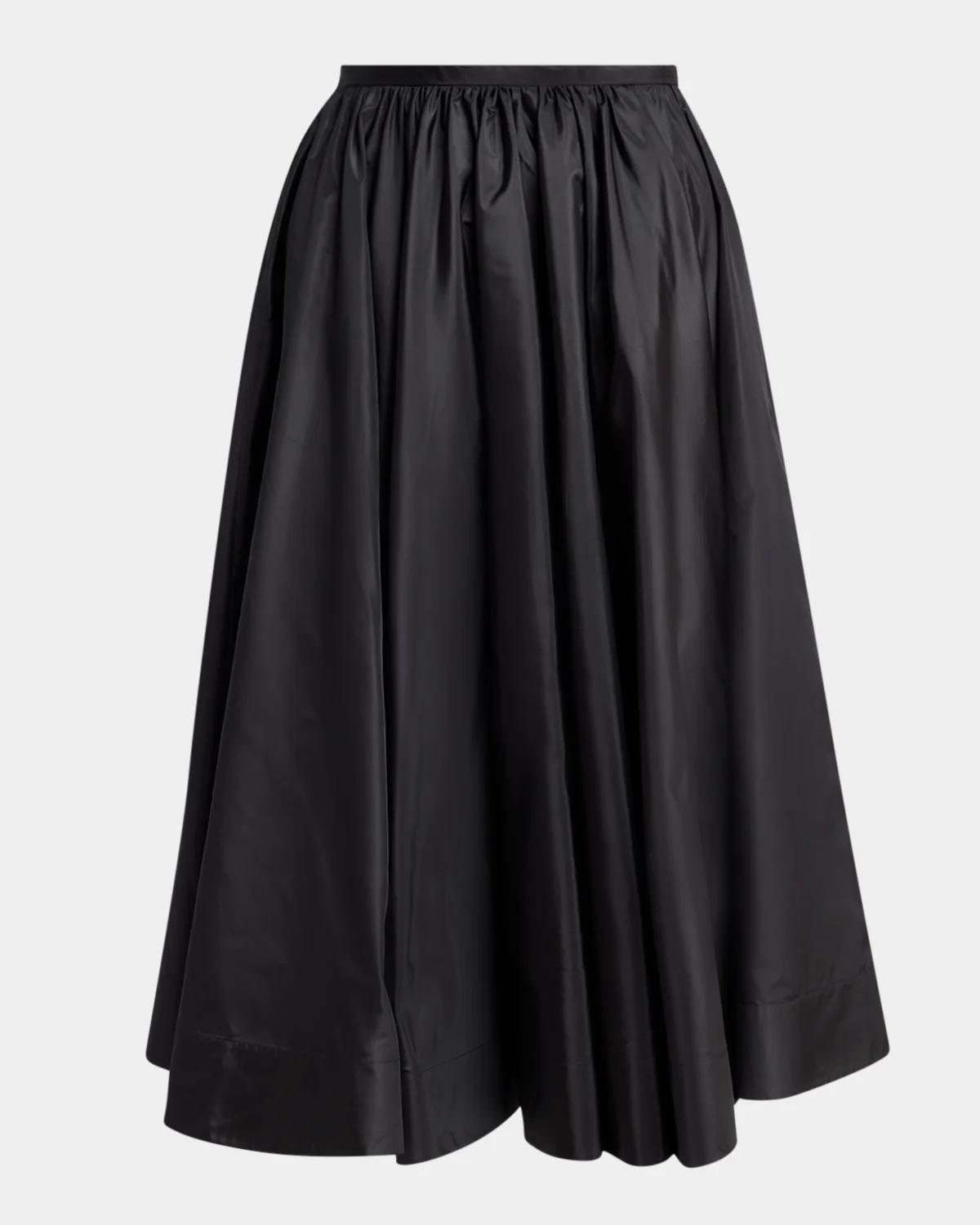 Retailer photograph of Valentino Garavani Silk Taffeta Full Midi Skirt.