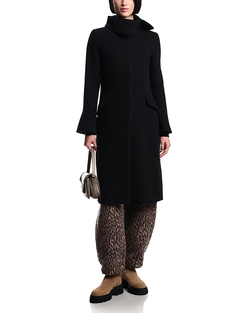 Retailer photograph of Emporio Armani Emporio Armani Detachable Collar Tricot Effect Coat.