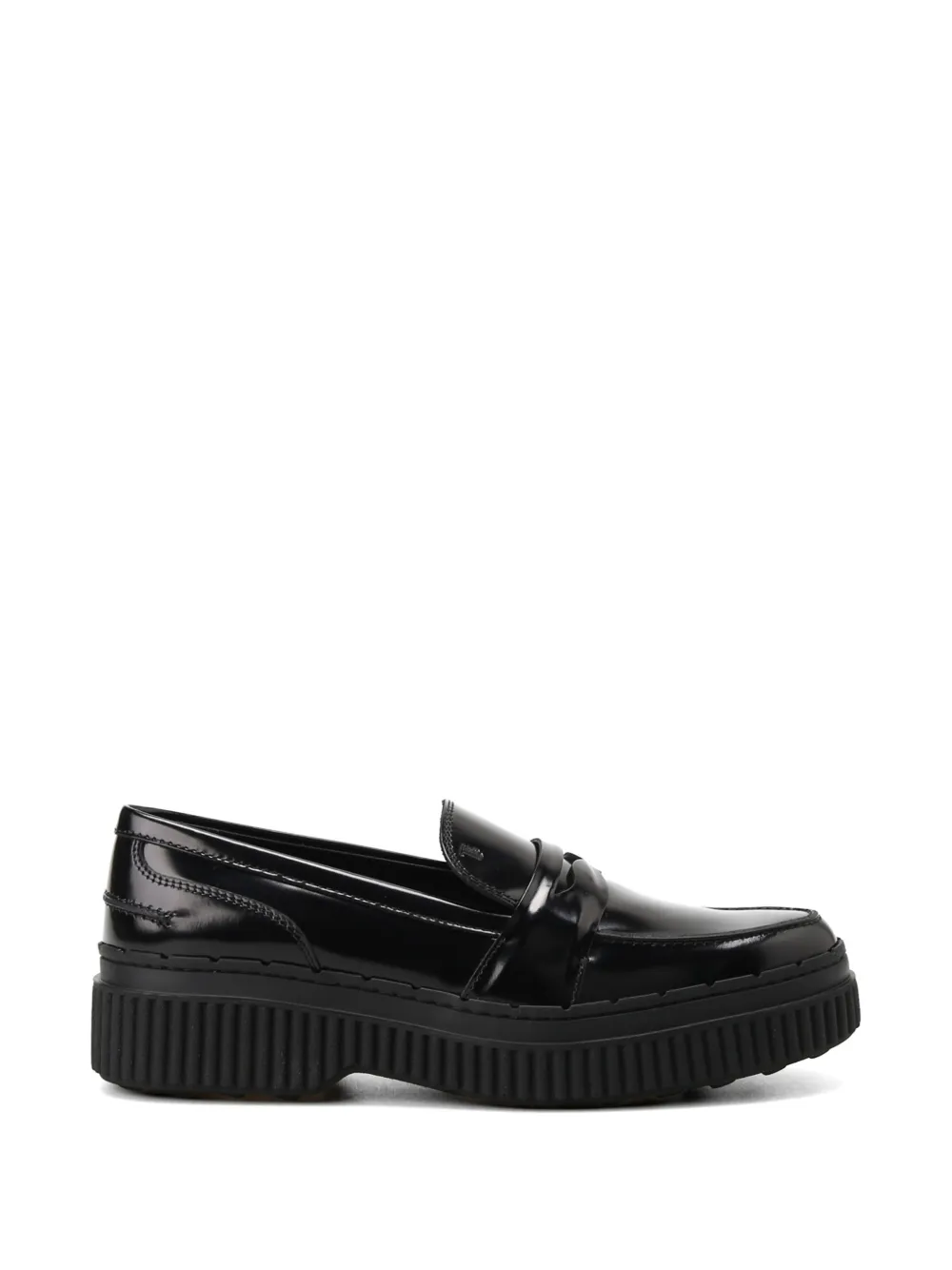 Retailer photograph of Tod's leather platform loafers.