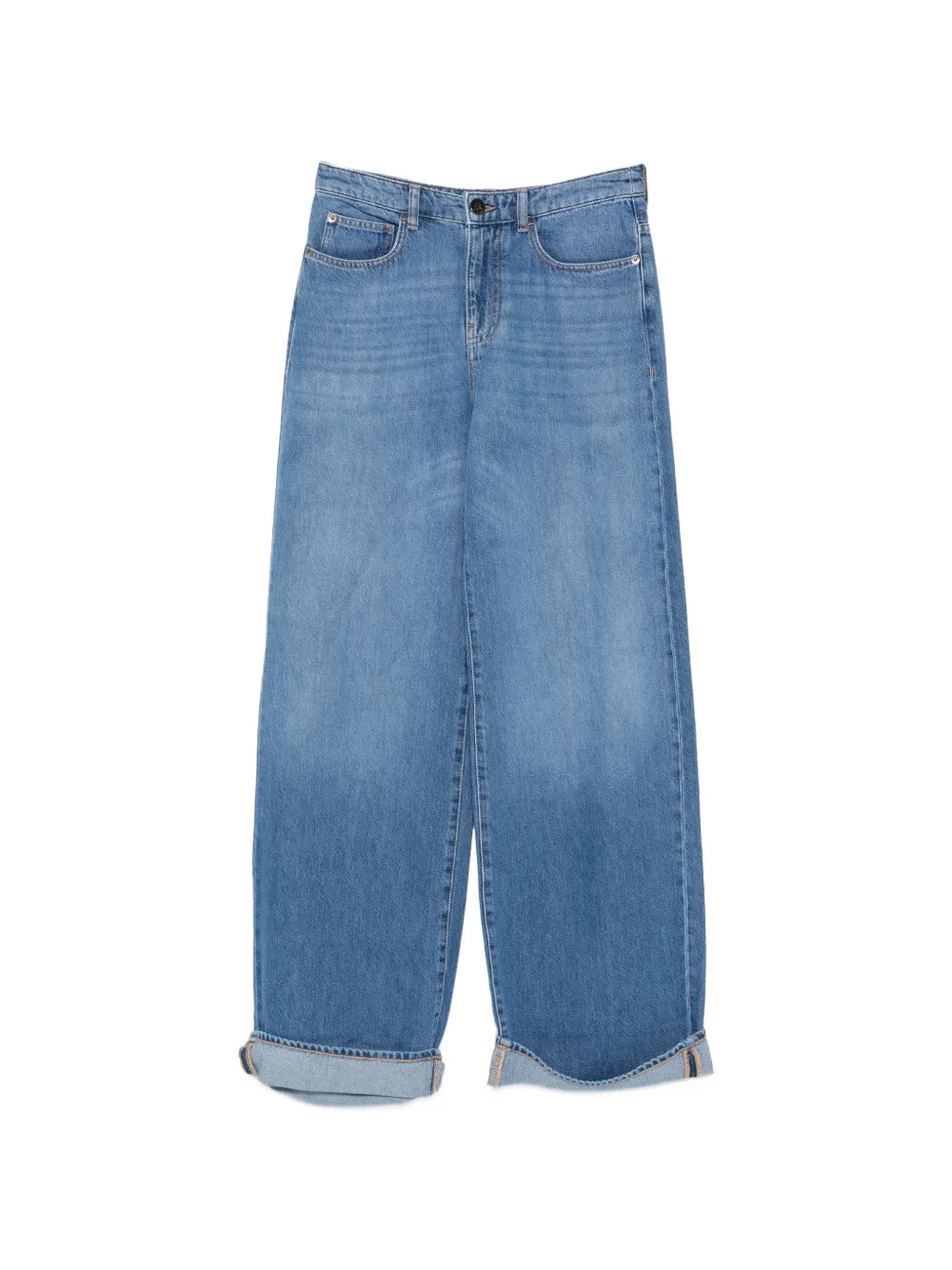 Retailer photograph of Emporio Armani wide-leg jeans.